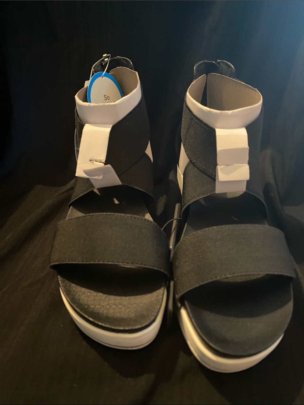 Time and Tru Black and White Platform Sandals
